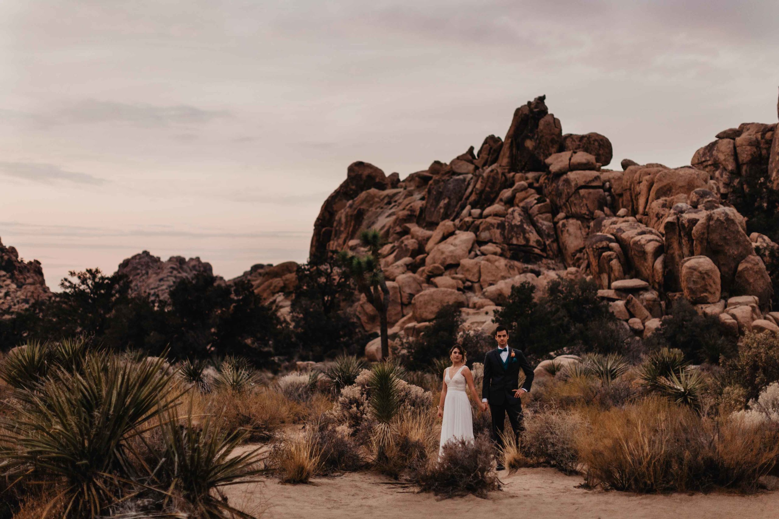 Desert elopement in Joshua Tree National Park captured by adventure wedding photographer Magnolia + Ember.