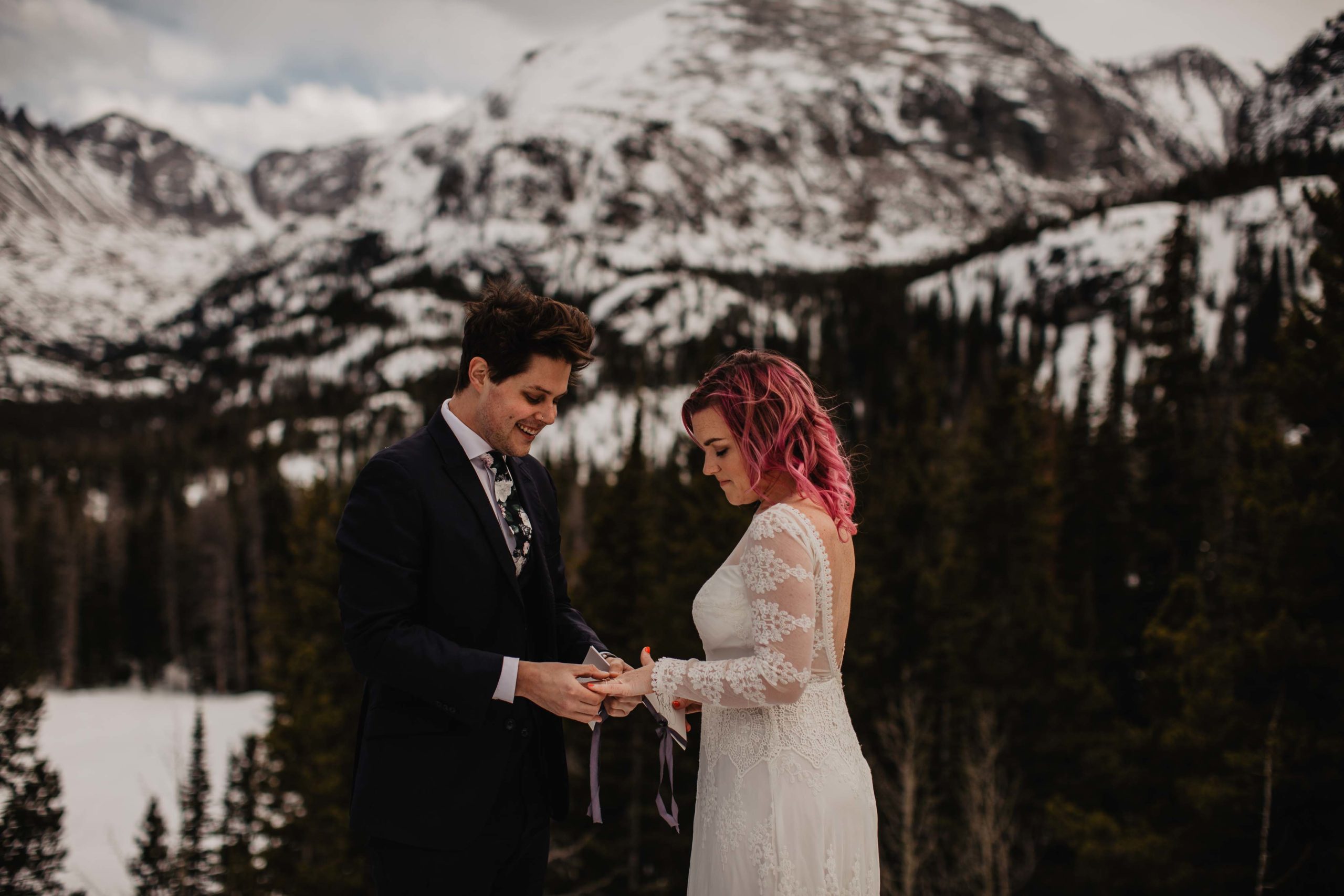 Rocky Mountain National Park wedding captured by adventure elopement photographer, Magnolia + Ember.